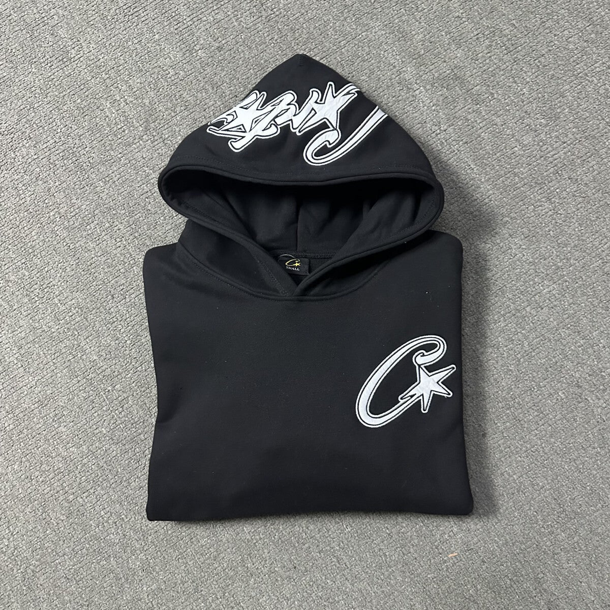 Corteiz Satin C Star Appliqué Hoodie And Joggin 'Black' 1:1