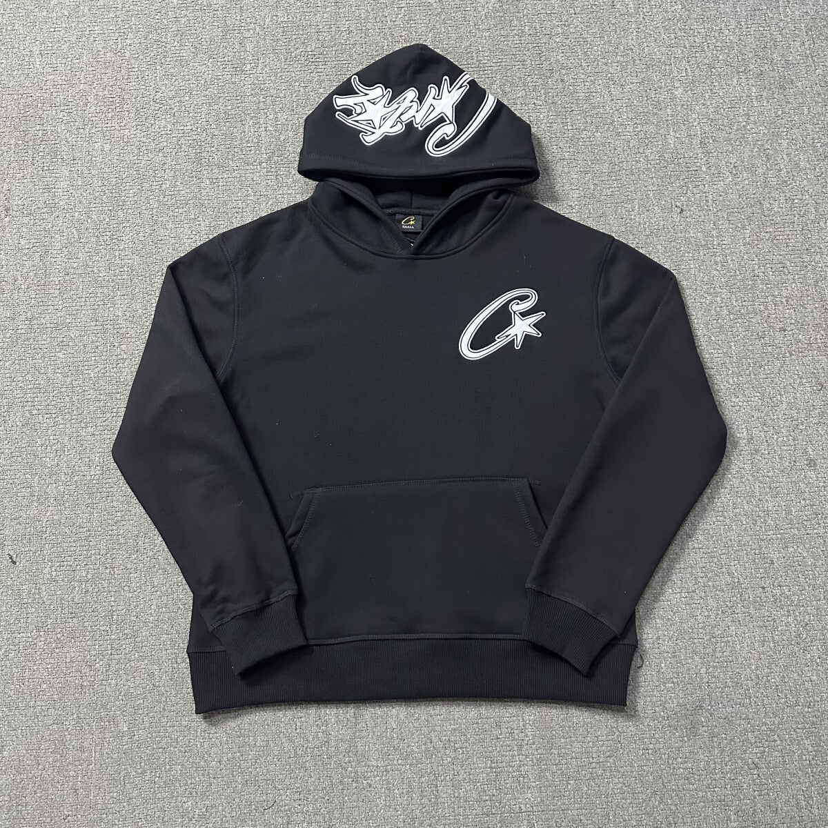 Corteiz Satin C Star Appliqué Hoodie And Joggin 'Black' 1:1